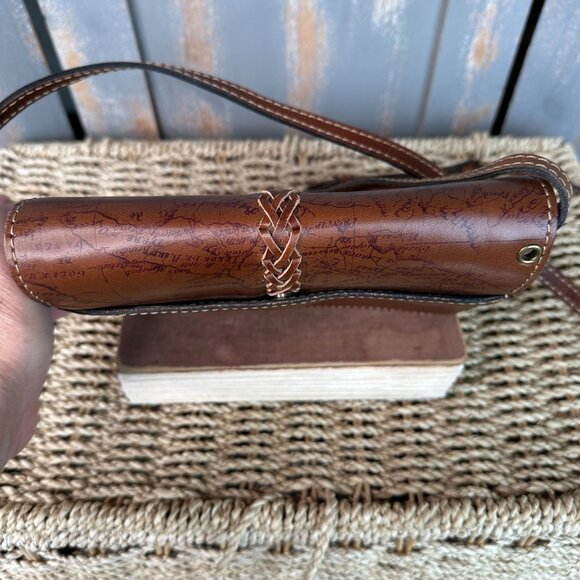 Patricia Nash Bianco Map Leather Wristlet Crossbody Riot Rust NWT - Picture 8 of 16